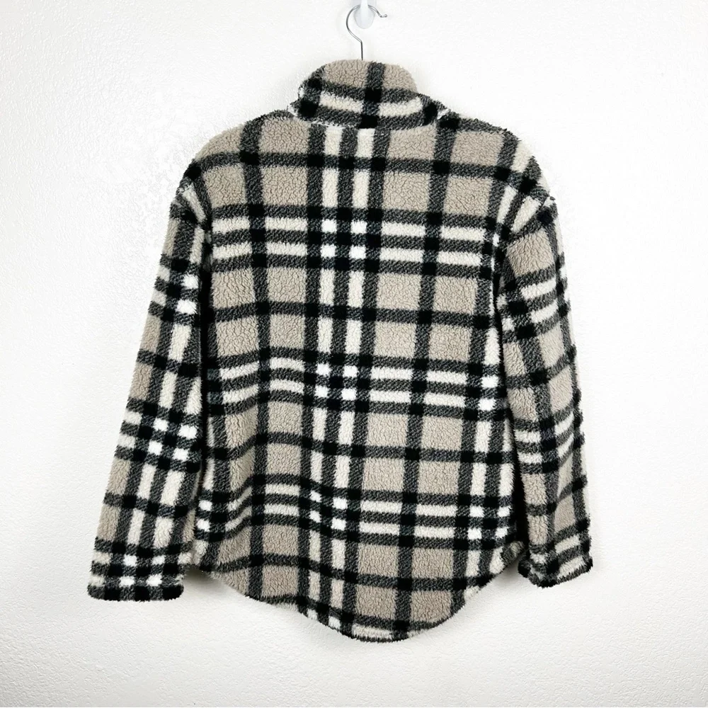 Koolaburra by Ugg Brushed Back Sherpa Oversized Pullover Check Plaid Size XS